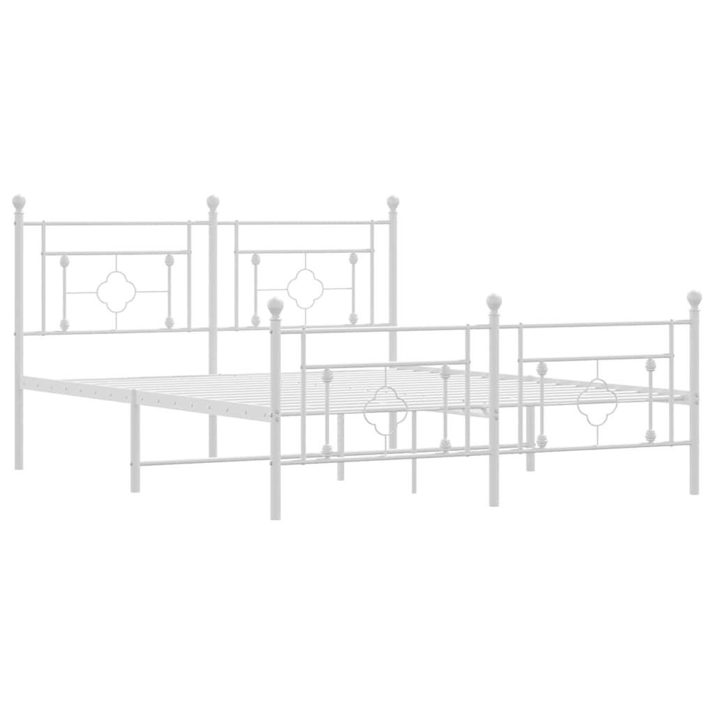 sengeramme med sengegavl og fodgærde 150x200 cm metal hvid