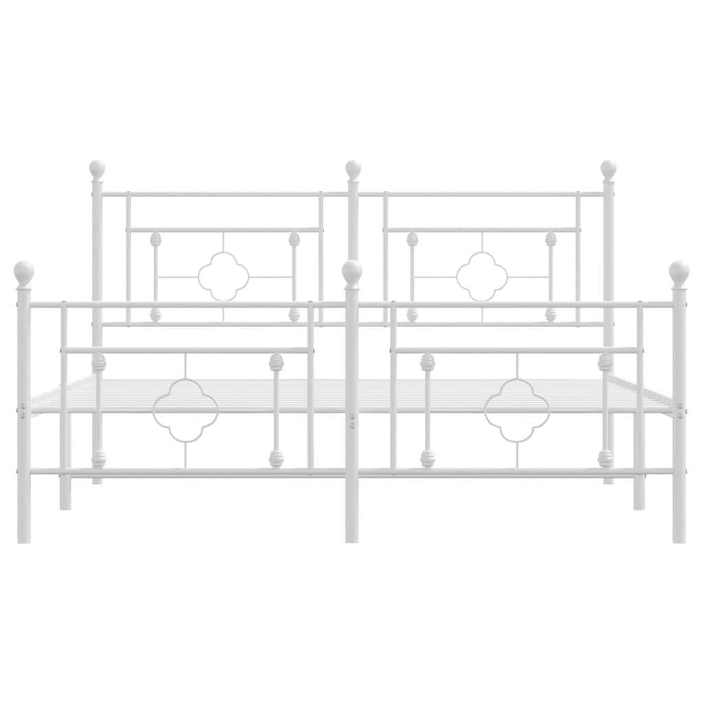 sengeramme med sengegavl og fodgærde 150x200 cm metal hvid