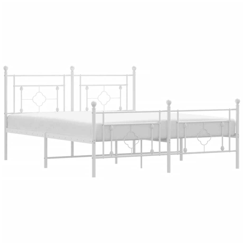 sengeramme med sengegavl og fodgærde 160x200 cm metal hvid