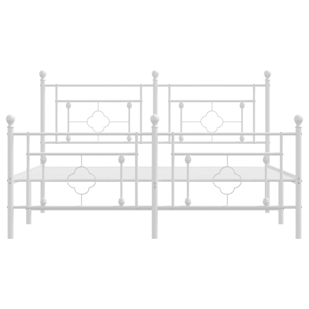 sengeramme med sengegavl og fodgærde 160x200 cm metal hvid