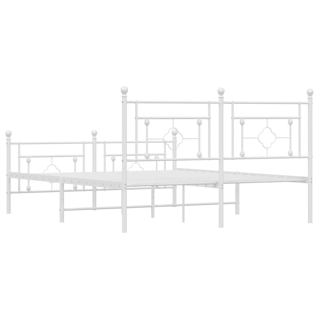 sengeramme med sengegavl og fodgærde 160x200 cm metal hvid