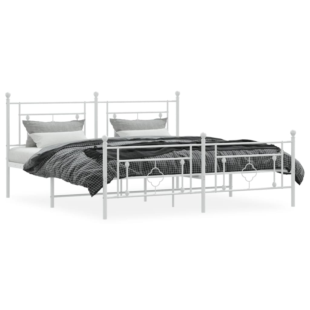 sengeramme med sengegavl og fodgærde 183x213 cm metal hvid
