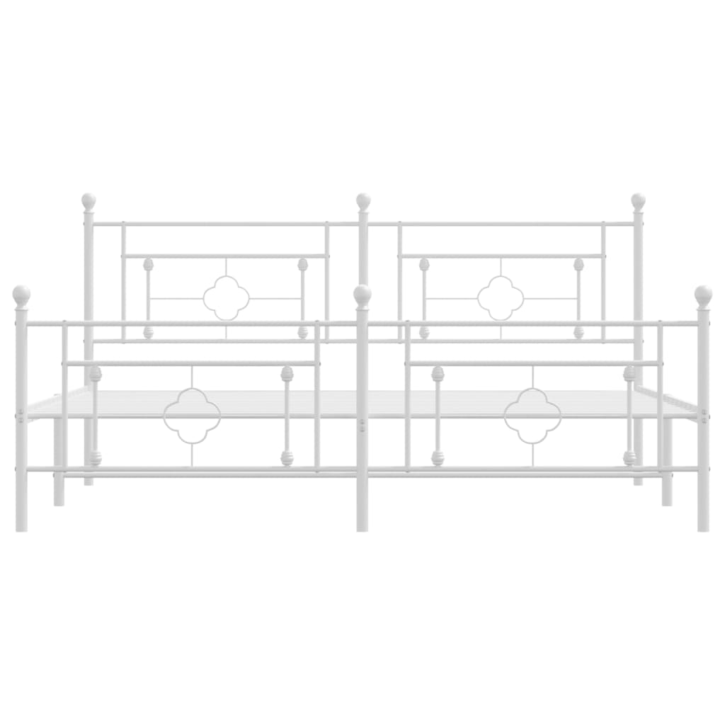sengeramme med sengegavl og fodgærde 183x213 cm metal hvid