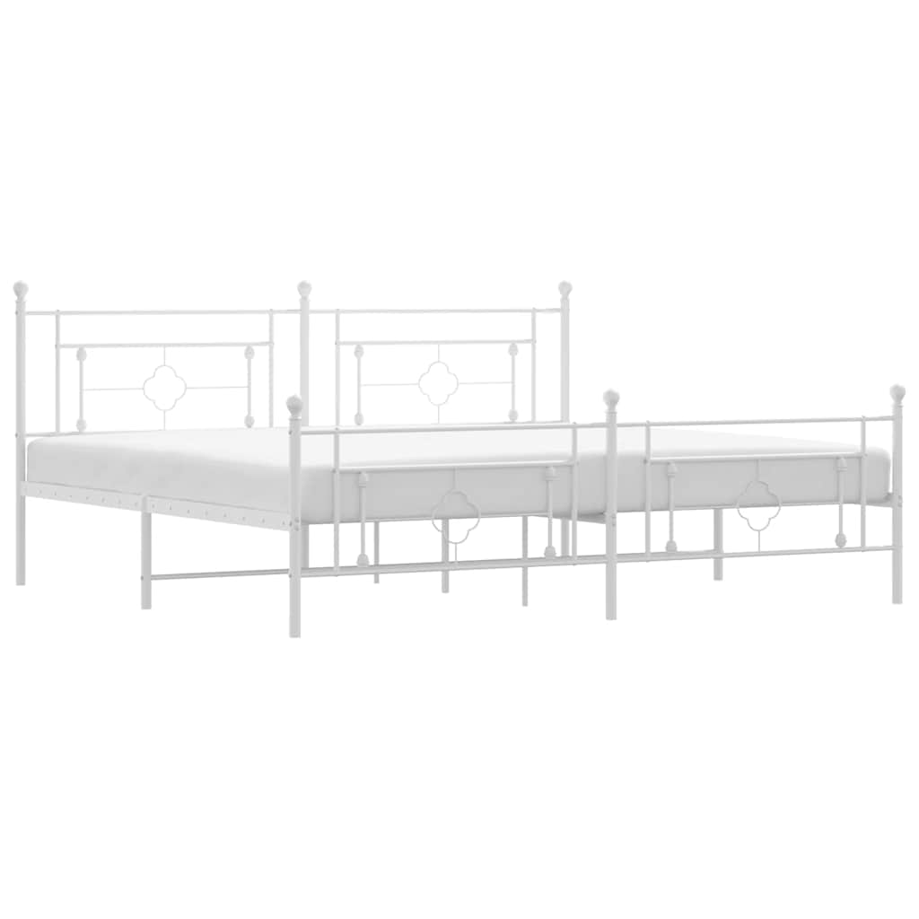 sengeramme med sengegavl og fodgærde 193x203 cm metal hvid