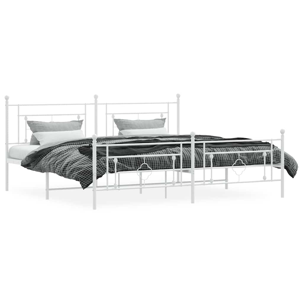 sengeramme med sengegavl og fodgærde 193x203 cm metal hvid