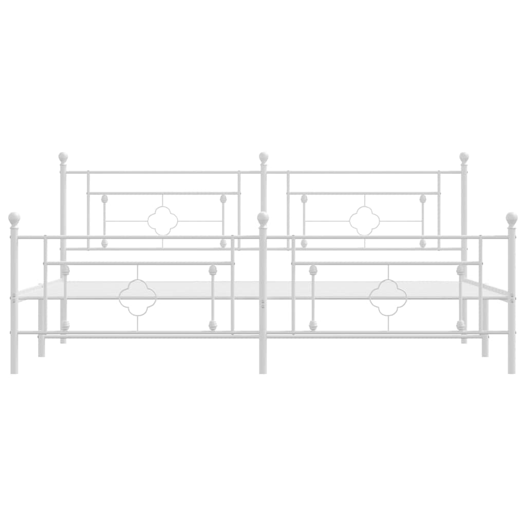 sengeramme med sengegavl og fodgærde 193x203 cm metal hvid