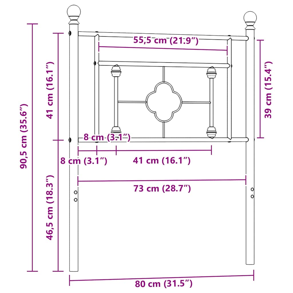 udskiftningsgavl 75 cm metal hvid