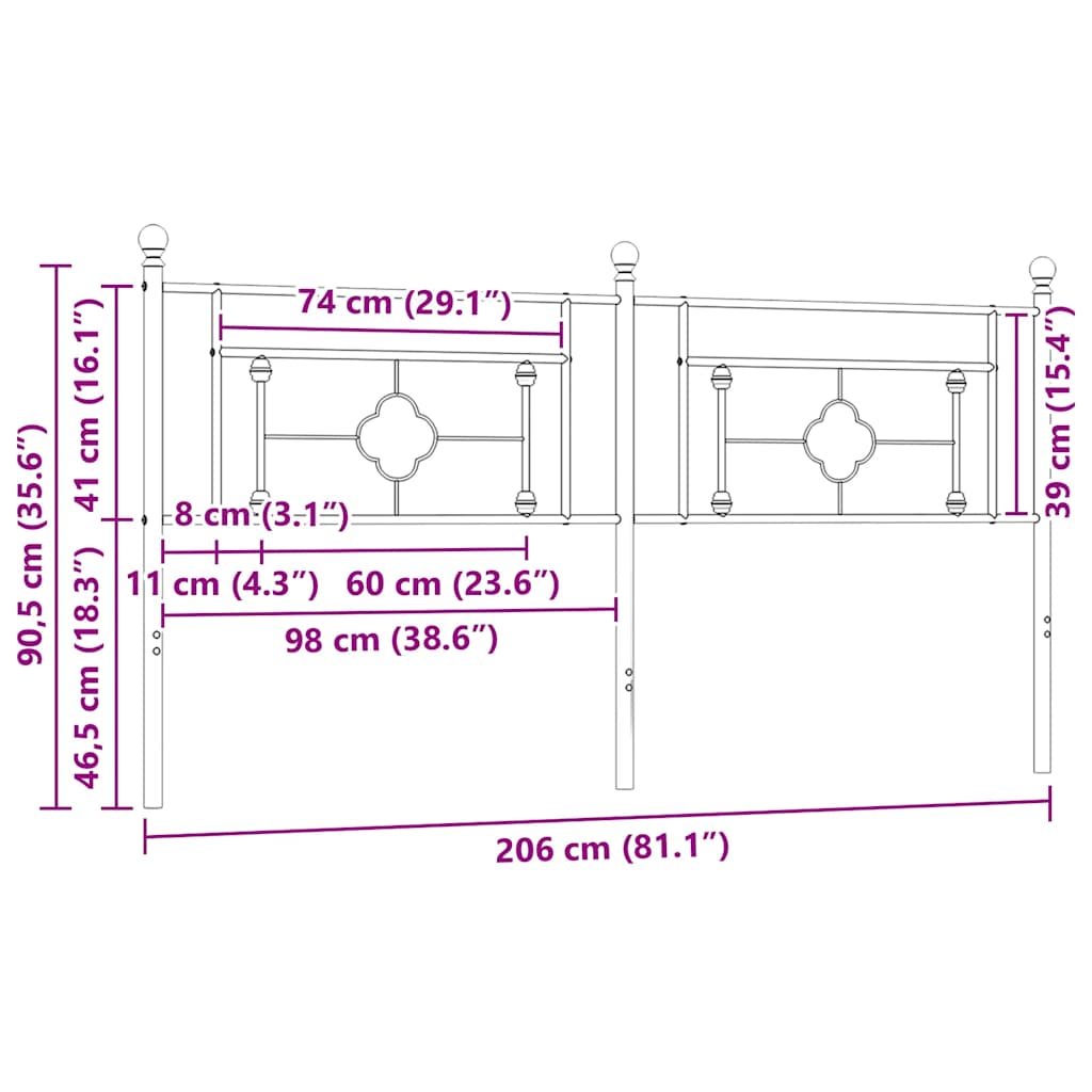 udskiftningsgavl 200 cm metal hvid