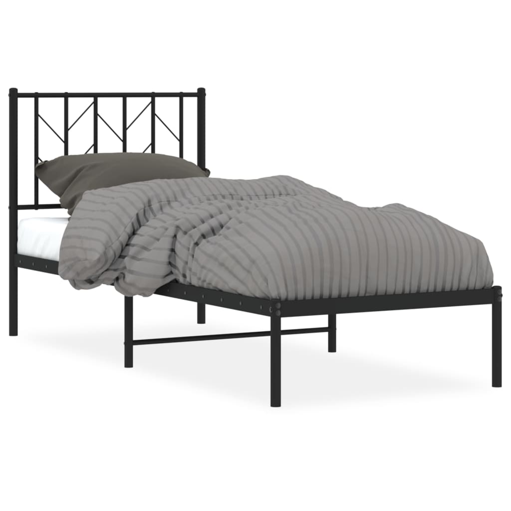 sengeramme med sengegavl 75x190 cm metal sort