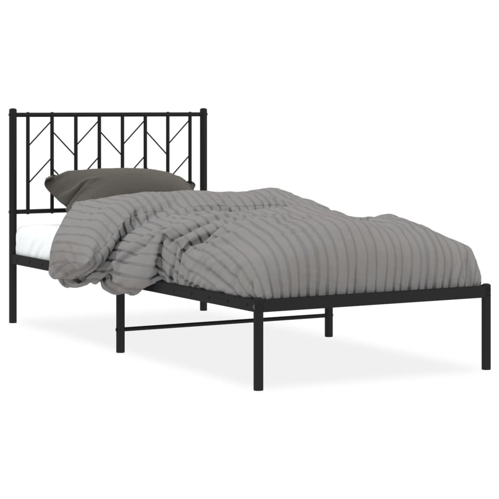 sengeramme med sengegavl 90x190 cm metal sort
