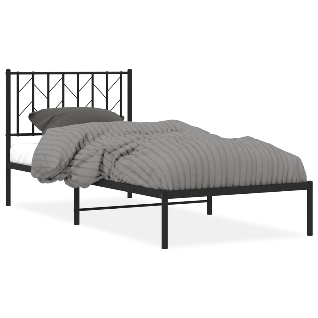 sengeramme med sengegavl 90x200 cm metal sort