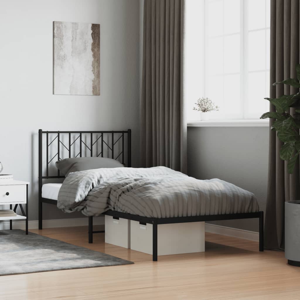 sengeramme med sengegavl 90x200 cm metal sort
