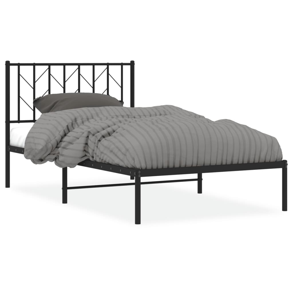 sengeramme med sengegavl 100x190 cm metal sort