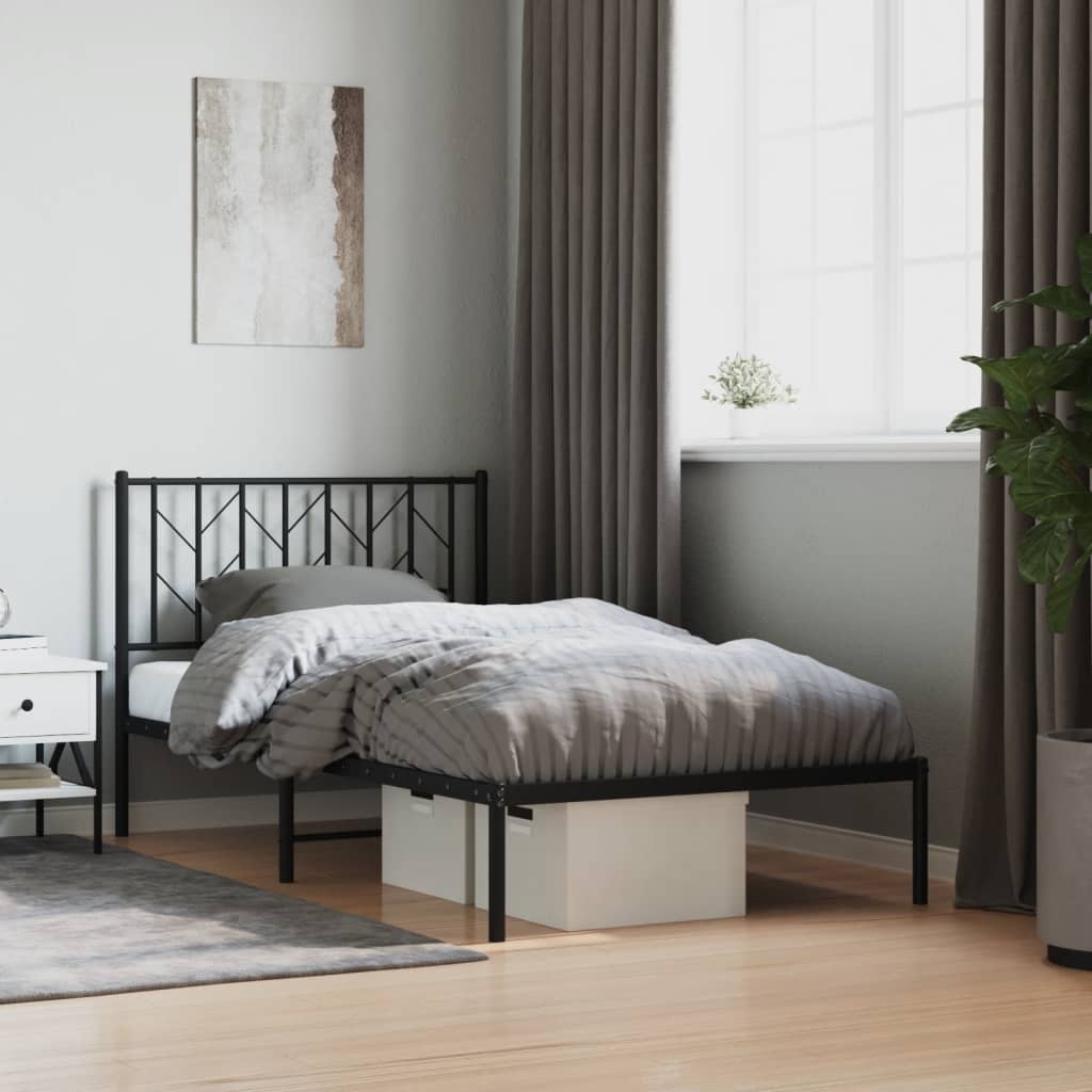 sengeramme med sengegavl 100x190 cm metal sort