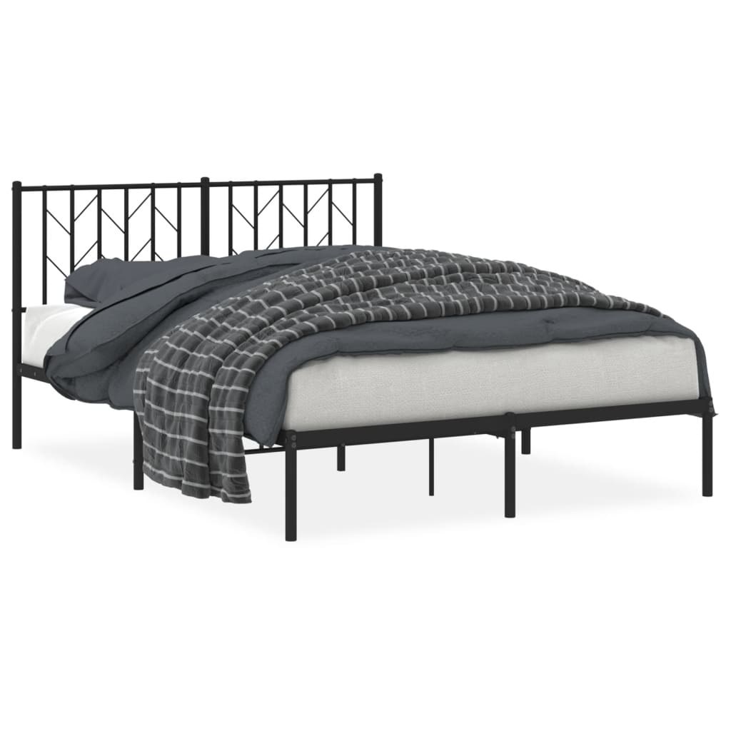 sengeramme med sengegavl 140x190 cm metal sort