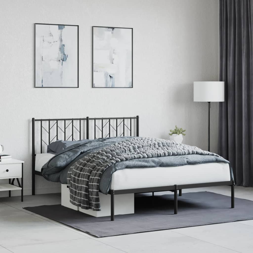 sengeramme med sengegavl 140x190 cm metal sort