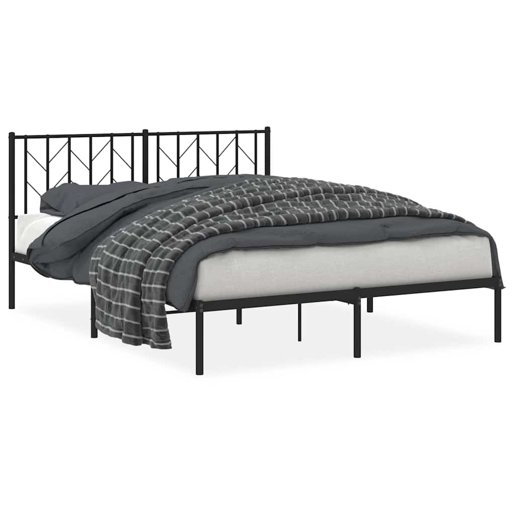 sengeramme med sengegavl 150x200 cm metal sort
