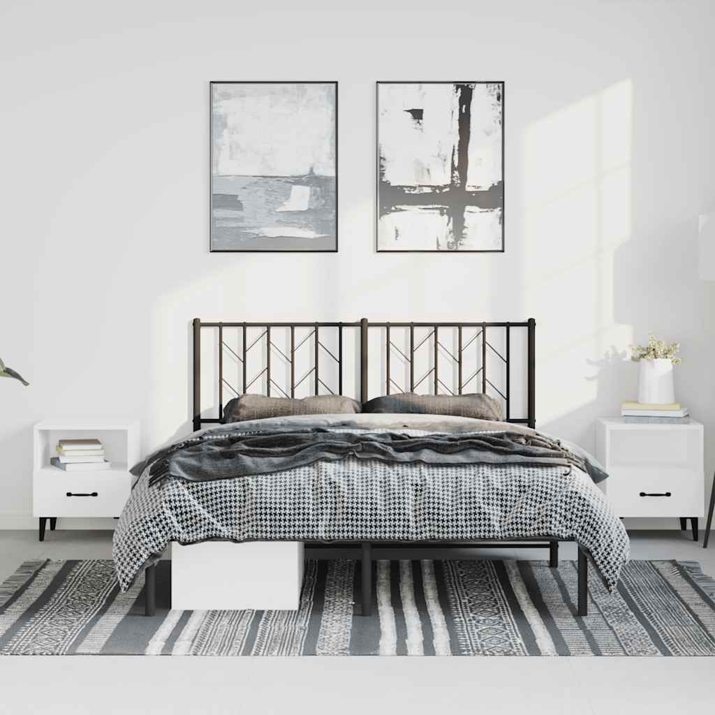 sengeramme med sengegavl 150x200 cm metal sort