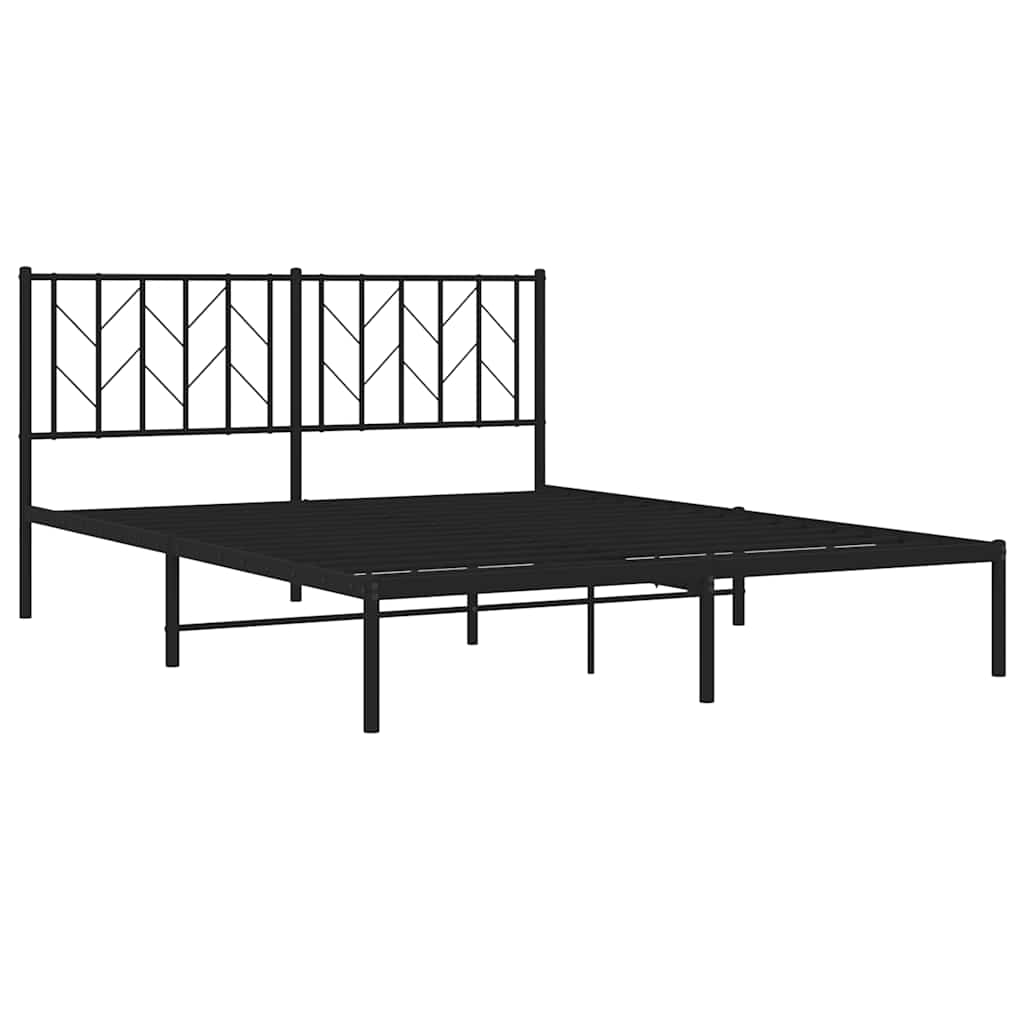 sengeramme med sengegavl 150x200 cm metal sort