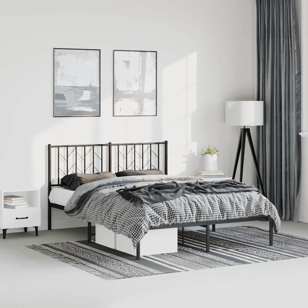 sengeramme med sengegavl 150x200 cm metal sort