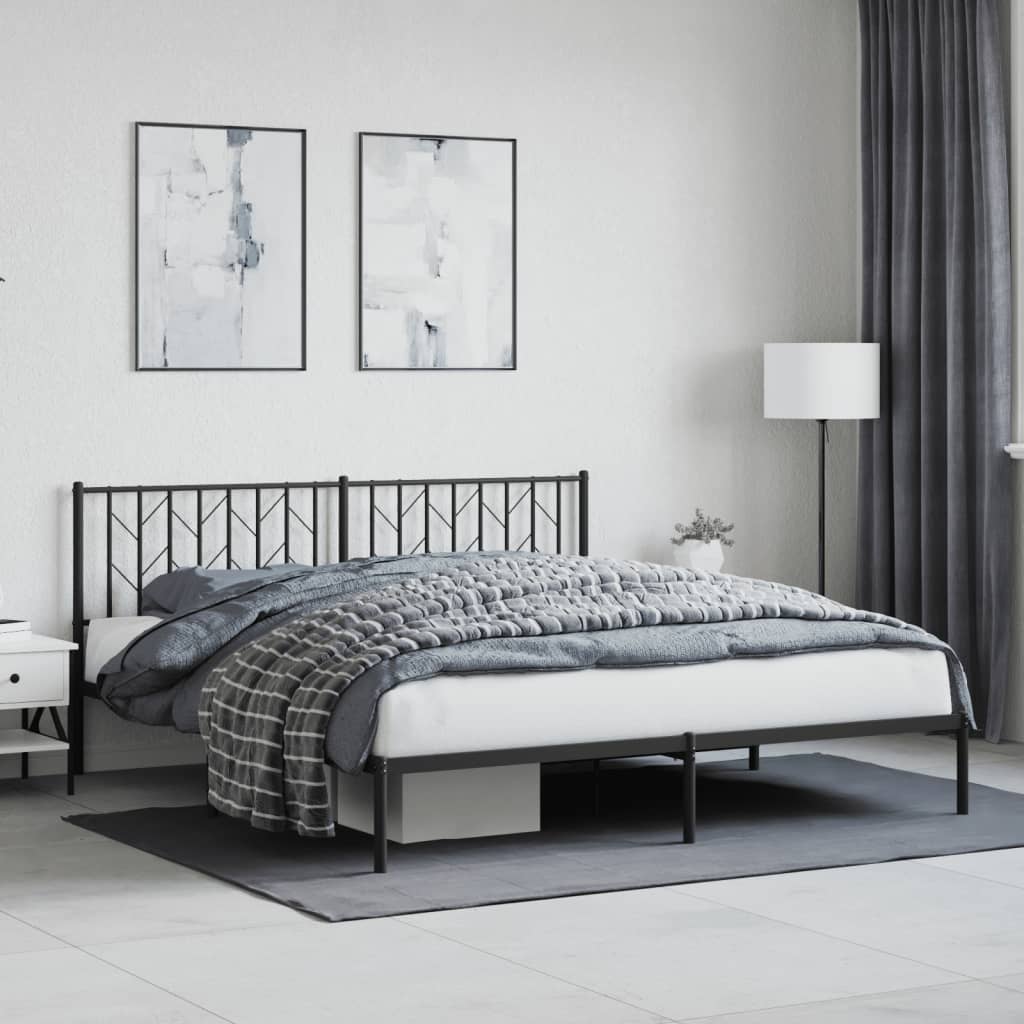 sengeramme med sengegavl 180x200 cm metal sort