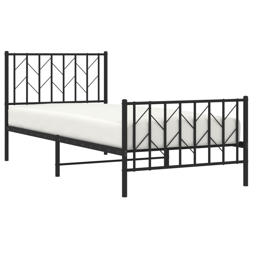 sengeramme med sengegavl og fodgærde 90x190 cm metal sort