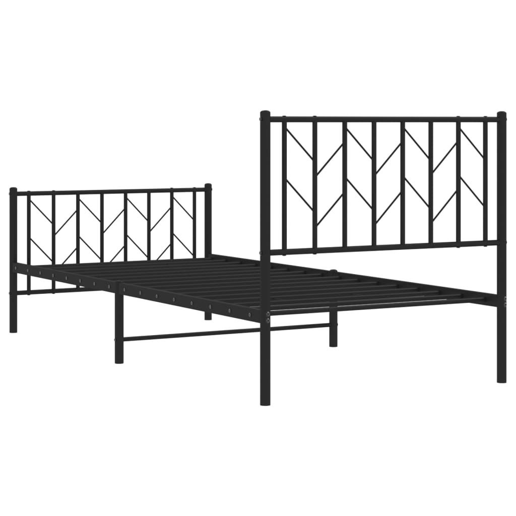 sengeramme med sengegavl og fodgærde 90x190 cm metal sort