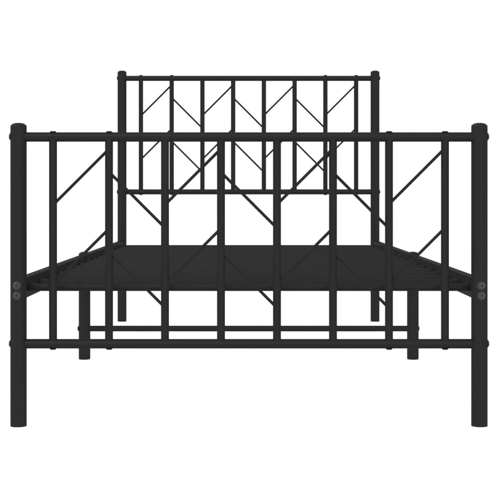 sengeramme med sengegavl og fodgærde 90x200 cm metal sort