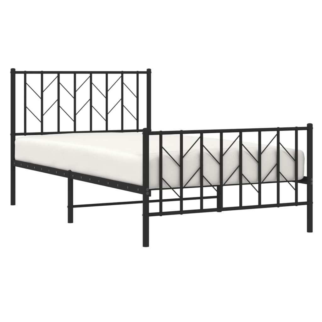 sengeramme med sengegavl og fodgærde 100x190 cm metal sort