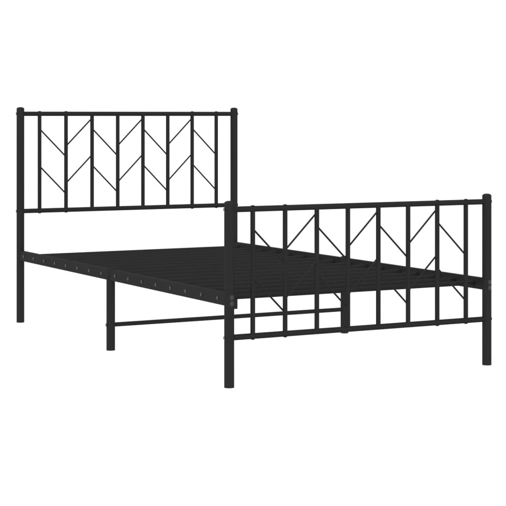 sengeramme med sengegavl og fodgærde 100x190 cm metal sort