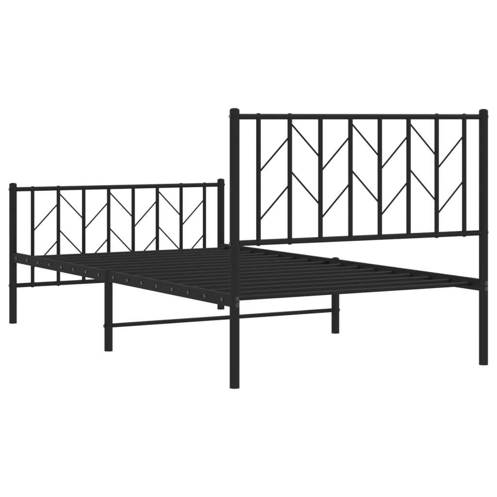 sengeramme med sengegavl og fodgærde 100x190 cm metal sort