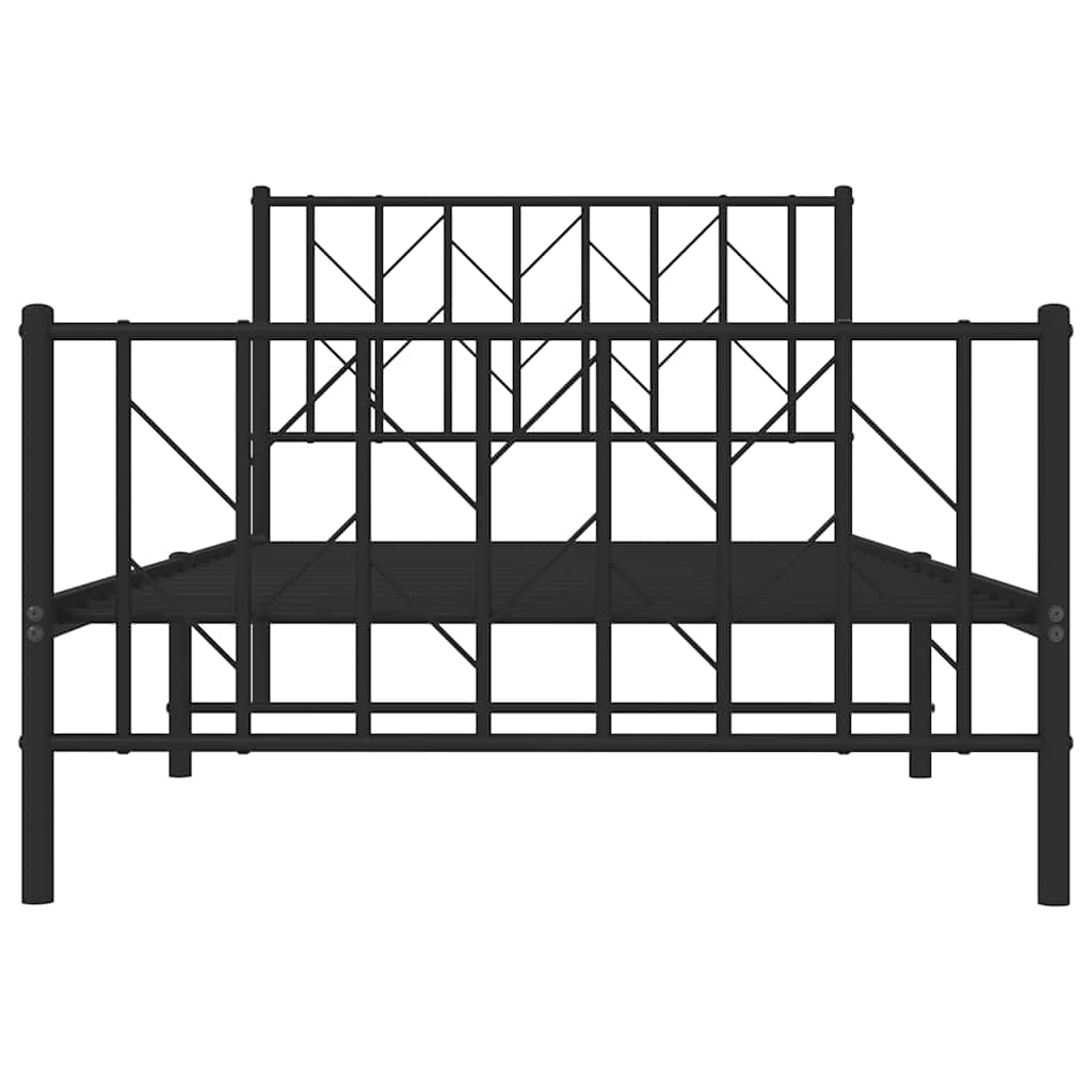 sengeramme med sengegavl og fodgærde 100x200 cm metal sort