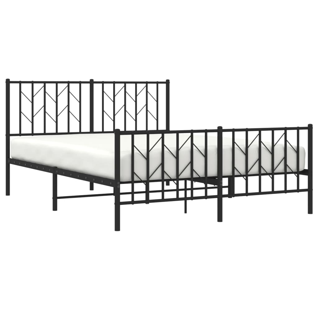 sengeramme med sengegavl og fodgærde 135x190 cm metal sort