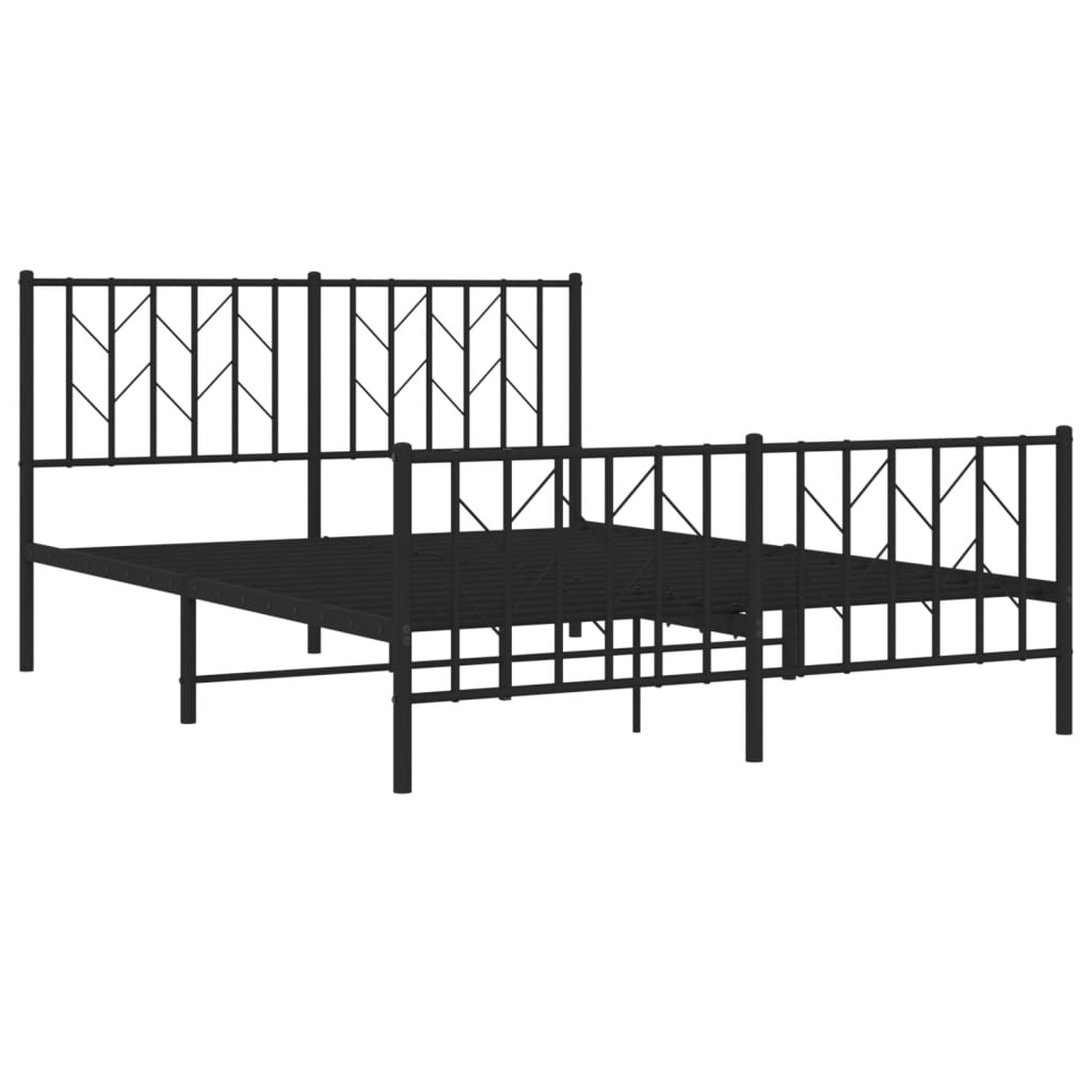 sengeramme med sengegavl og fodgærde 135x190 cm metal sort