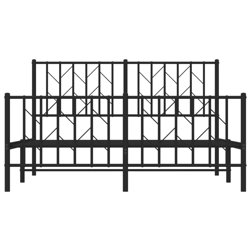 sengeramme med sengegavl og fodgærde 135x190 cm metal sort