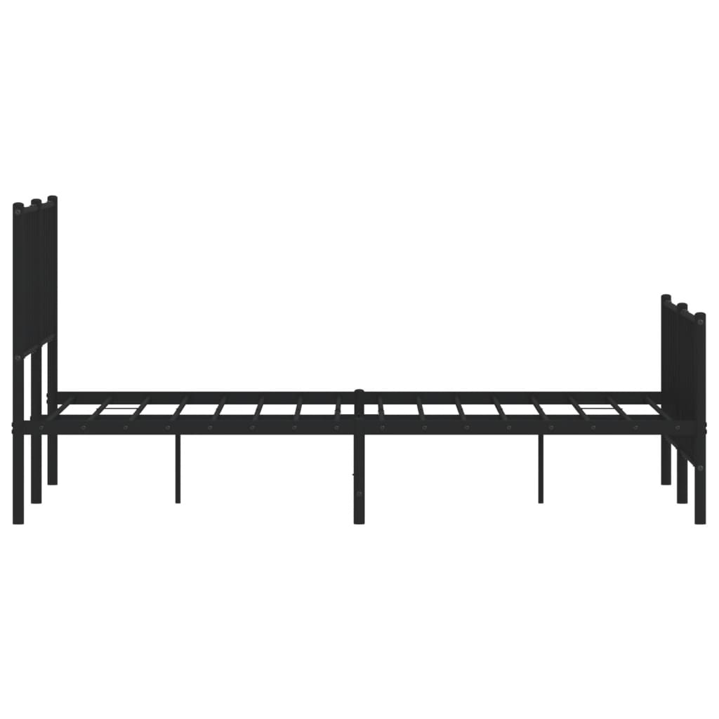 sengeramme med sengegavl og fodgærde 135x190 cm metal sort