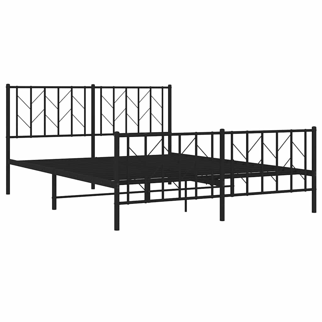 sengeramme med sengegavl og fodgærde 150x200 cm metal sort