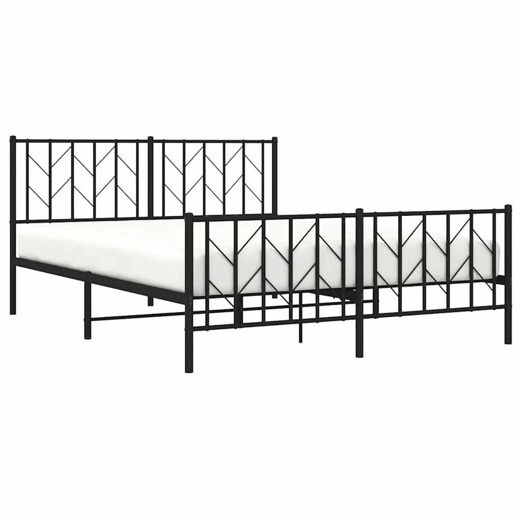 sengeramme med sengegavl og fodgærde 150x200 cm metal sort