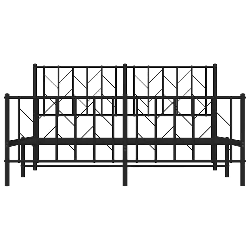 sengeramme med sengegavl og fodgærde 150x200 cm metal sort
