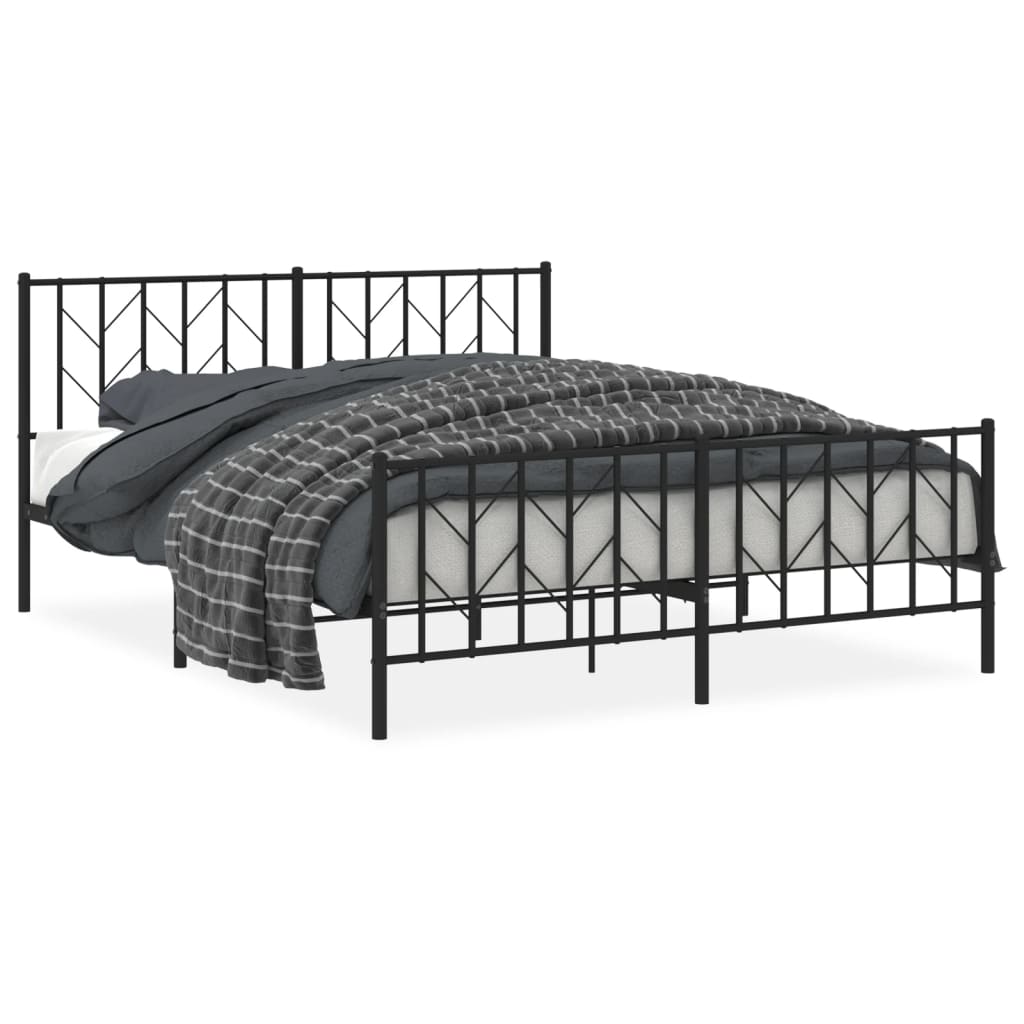 sengeramme uden madras med fodgærde 160x200 cm sort
