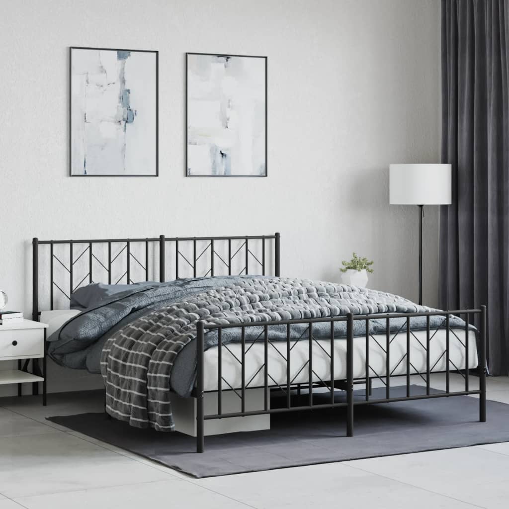 sengeramme uden madras med fodgærde 160x200 cm sort