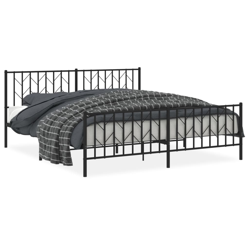 sengeramme med sengegavl og fodgærde 183x213 cm metal sort