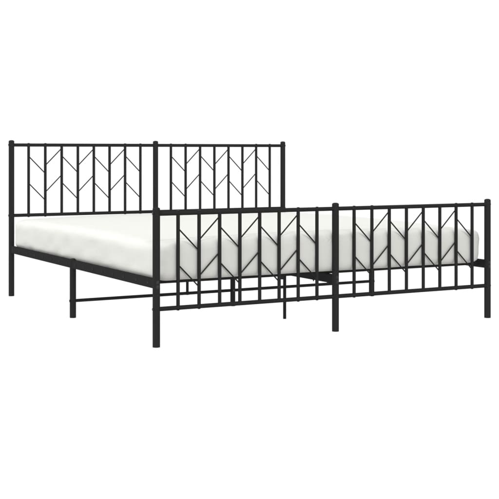 sengeramme med sengegavl og fodgærde 183x213 cm metal sort