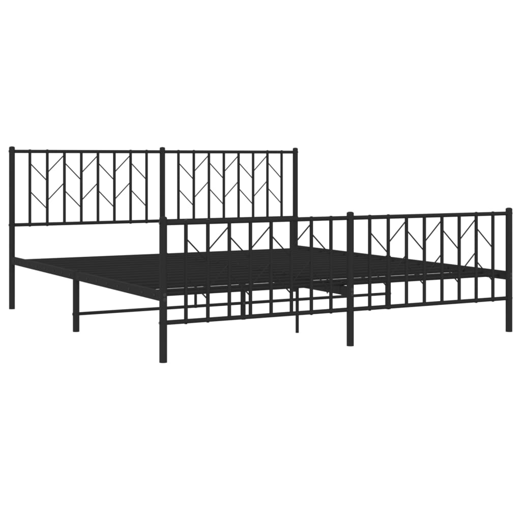 sengeramme med sengegavl og fodgærde 183x213 cm metal sort