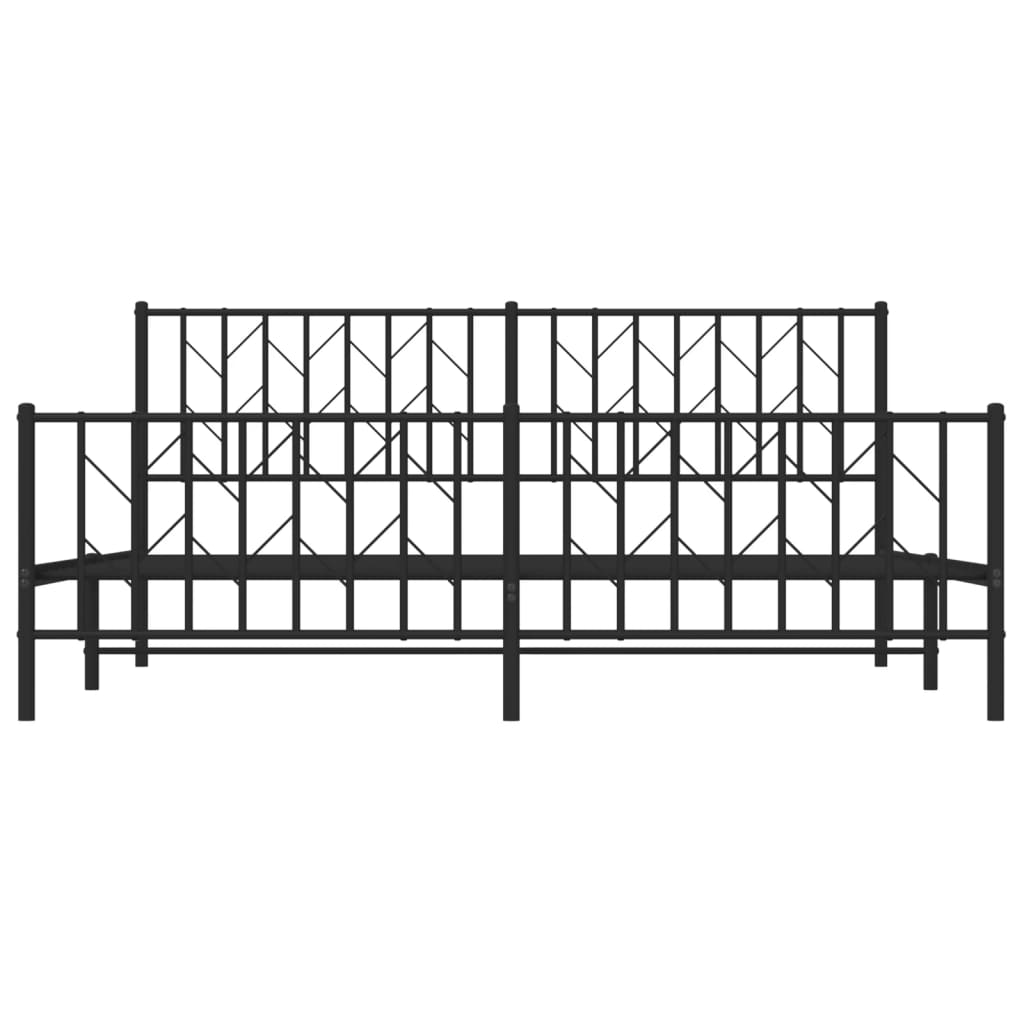 sengeramme med sengegavl og fodgærde 183x213 cm metal sort