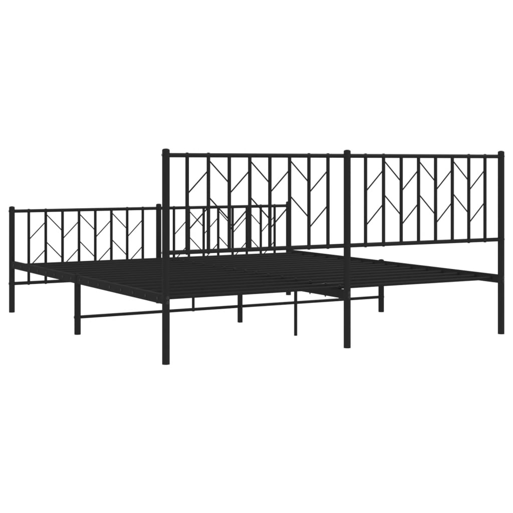 sengeramme med sengegavl og fodgærde 183x213 cm metal sort