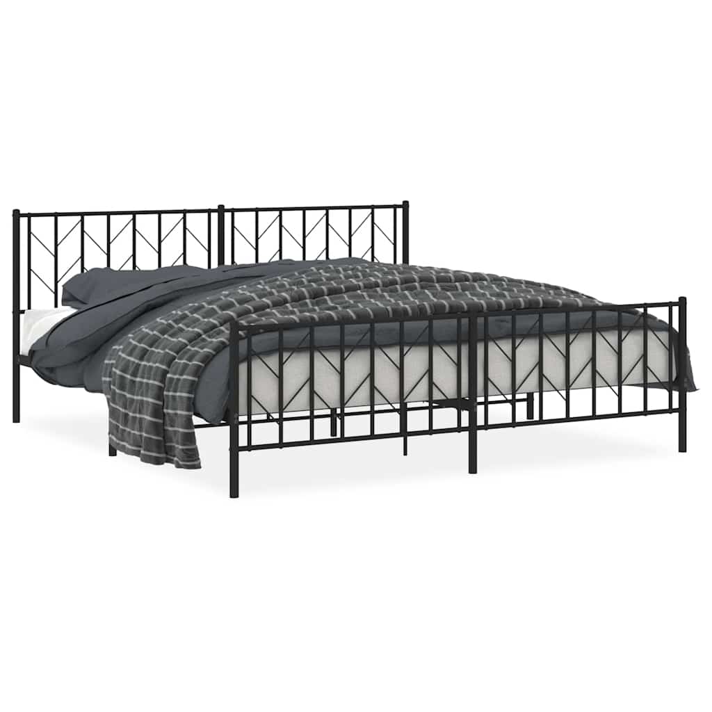 sengeramme med sengegavl og fodgærde 193x203 cm metal sort