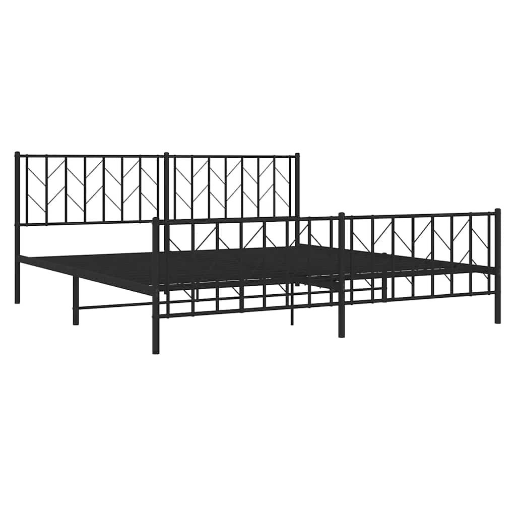 sengeramme med sengegavl og fodgærde 193x203 cm metal sort