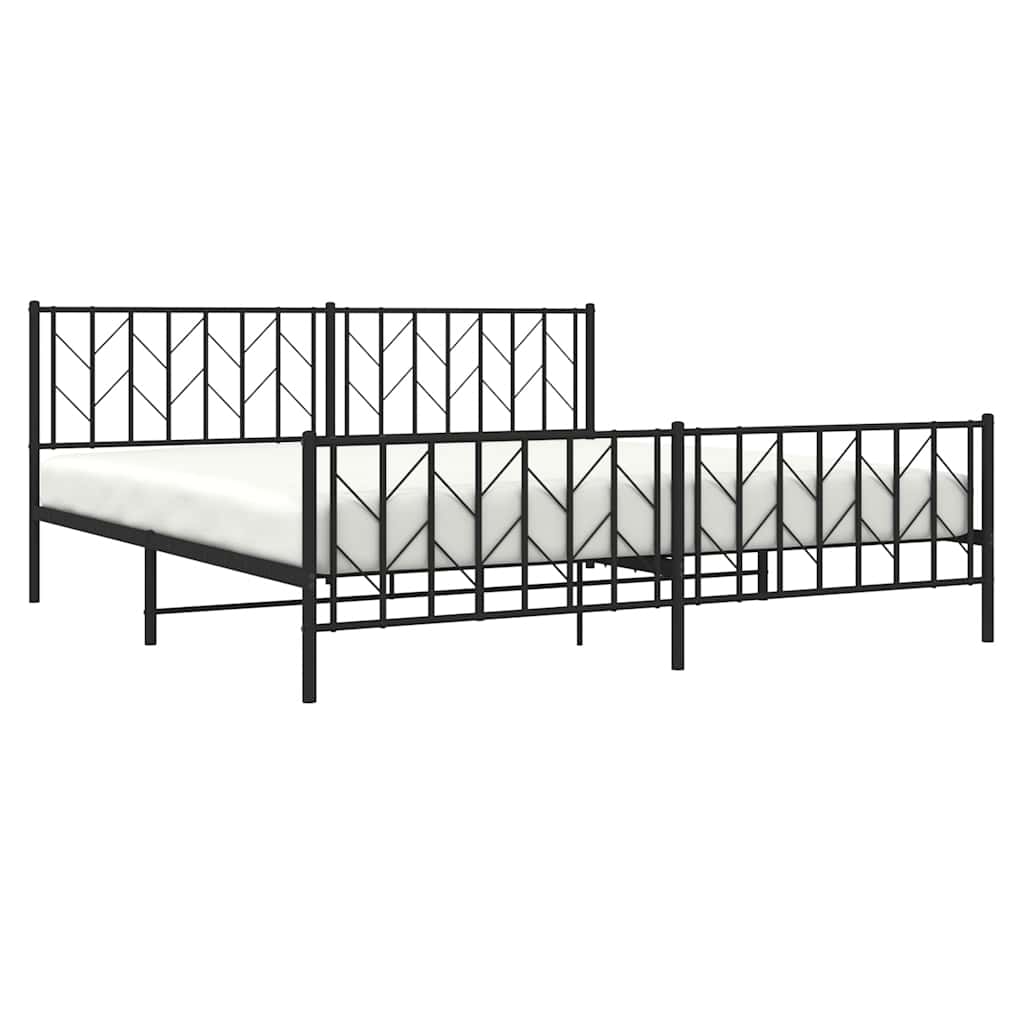 sengeramme med sengegavl og fodgærde 193x203 cm metal sort