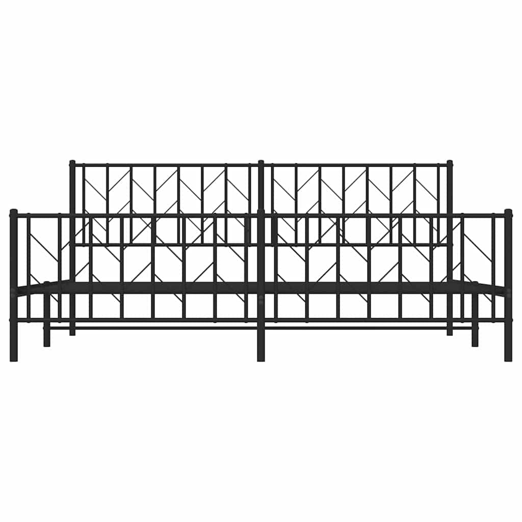 sengeramme med sengegavl og fodgærde 193x203 cm metal sort